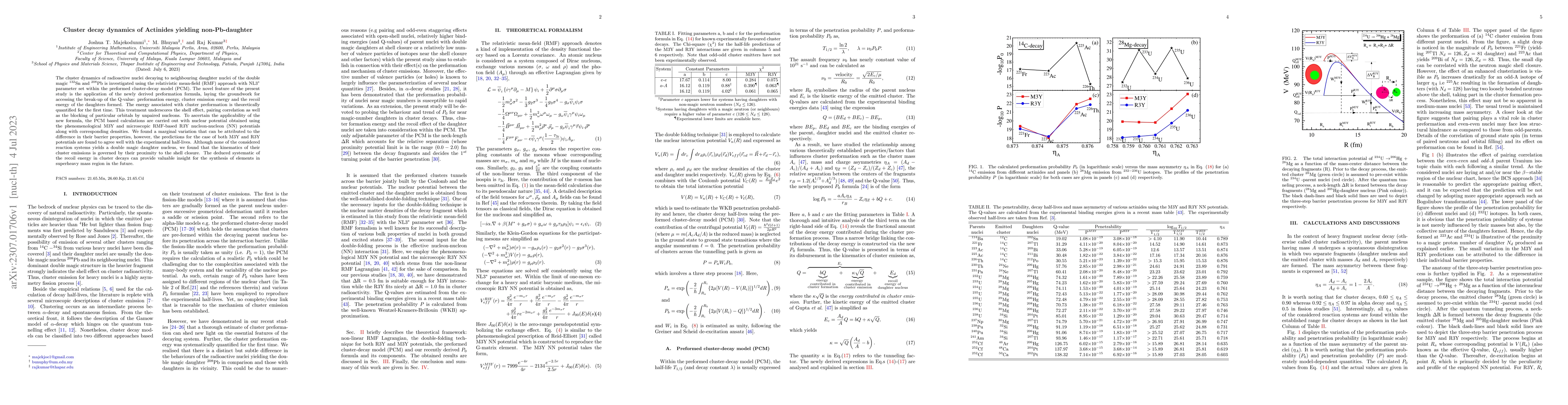 Thumbnail for Cluster decay dynamics of Actinides yielding non-Pb-daughter