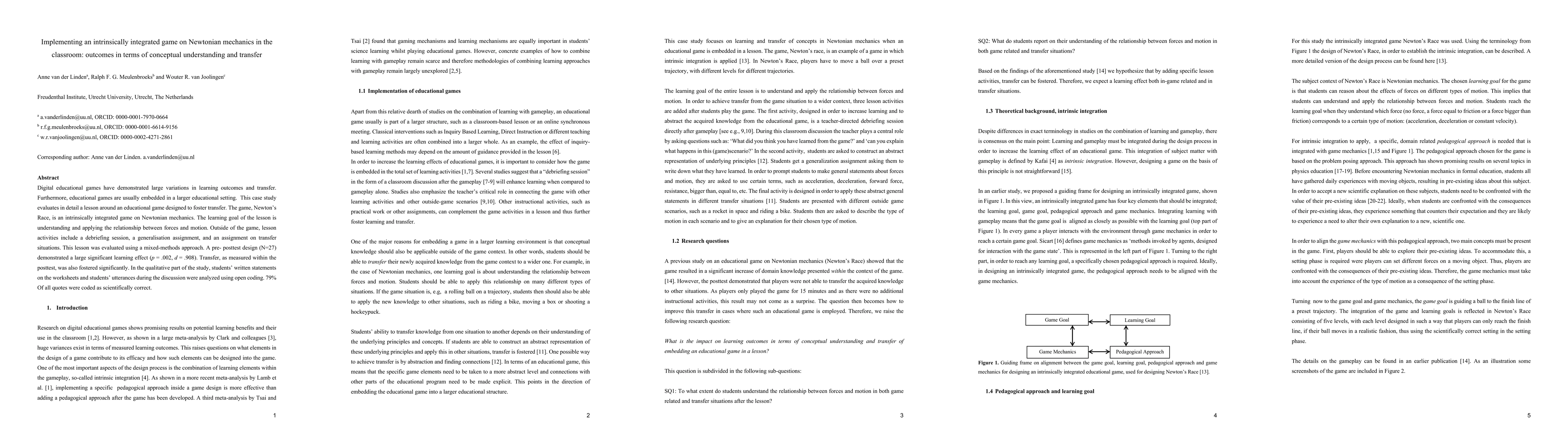 Thumbnail for Implementing an intrinsically integrated game on Newtonian mechanics in
  the classroom: outcomes in terms of conceptual understanding and transfer