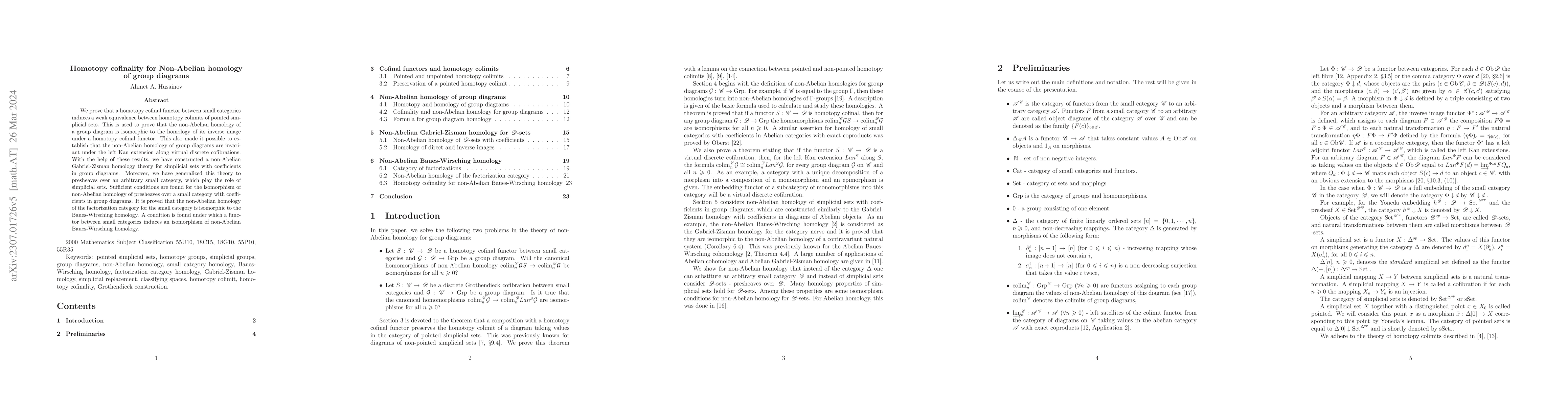 Thumbnail for Homotopy cofinality for Non-Abelian homology of group diagrams
