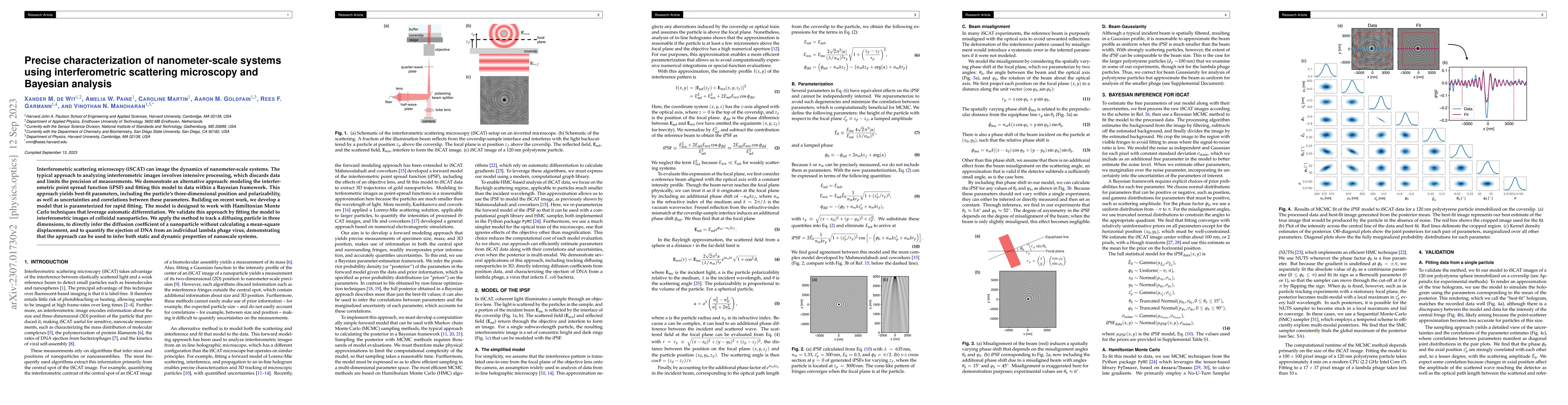 Thumbnail for Precise characterization of nanometer-scale systems using
  interferometric scattering microscopy and Bayesian analysis