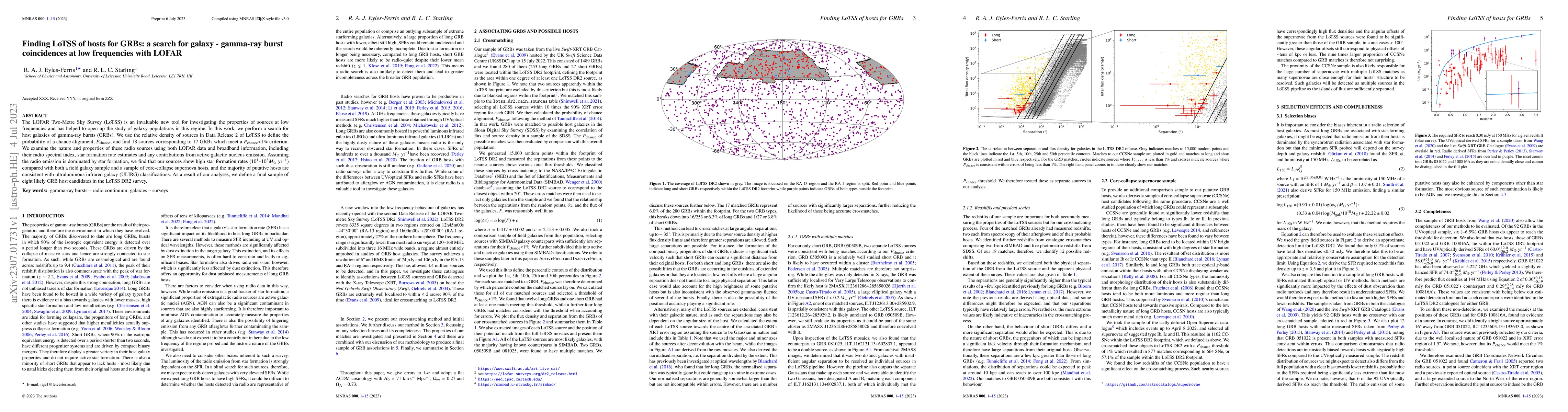 Thumbnail for Finding LoTSS of hosts for GRBs: a search for galaxy - gamma-ray burst
  coincidences at low frequencies with LOFAR