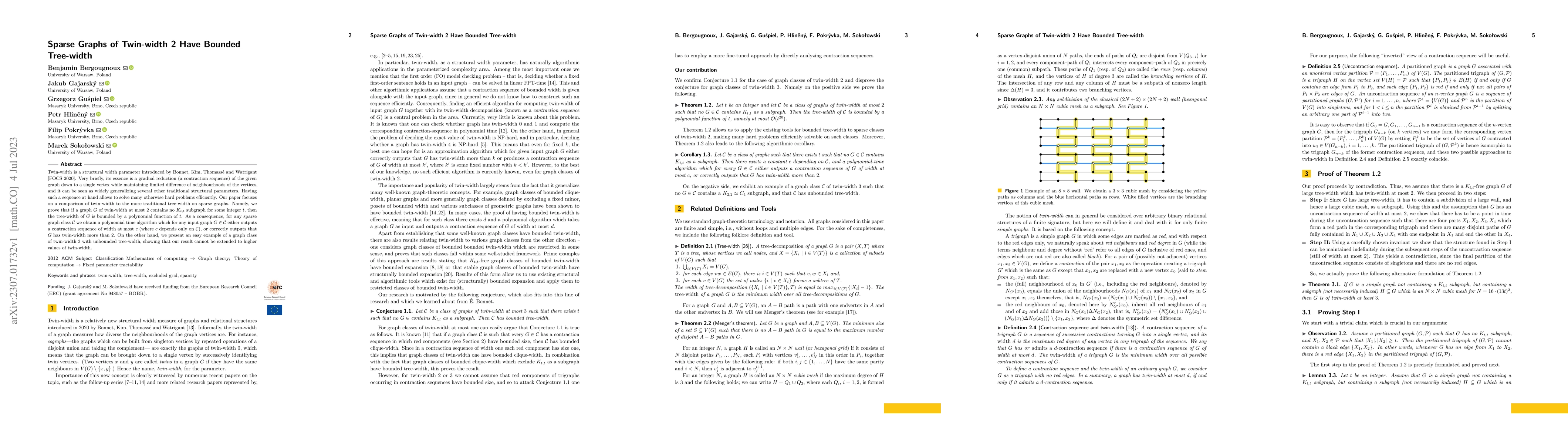 Thumbnail for Sparse Graphs of Twin-width 2 Have Bounded Tree-width