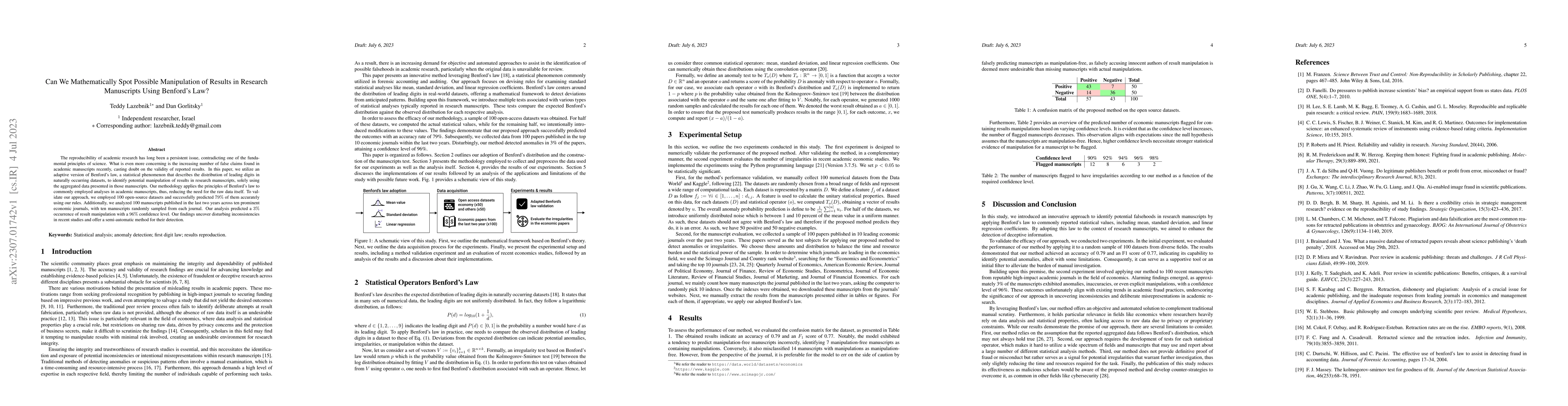 Thumbnail for Can We Mathematically Spot Possible Manipulation of Results in Research
  Manuscripts Using Benford's Law?