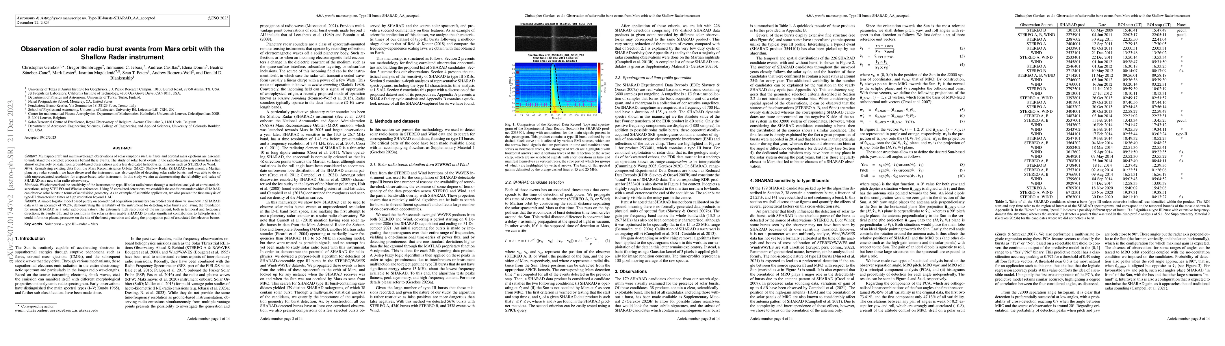 Thumbnail for Observation of solar radio burst events from Mars orbit with the Shallow
  Radar instrument
