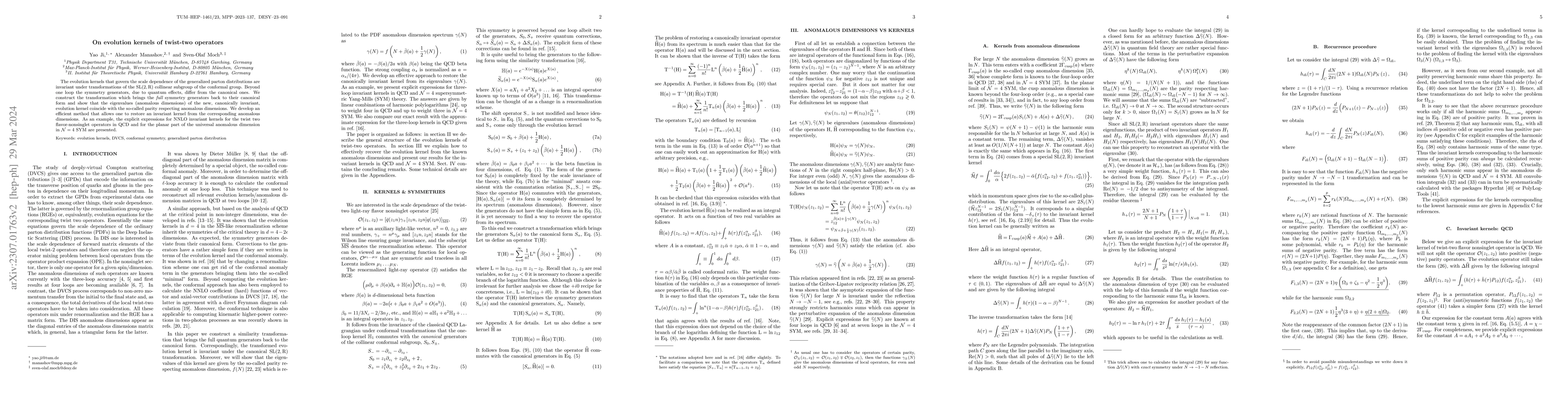 Thumbnail for On evolution kernels of twist-two operators