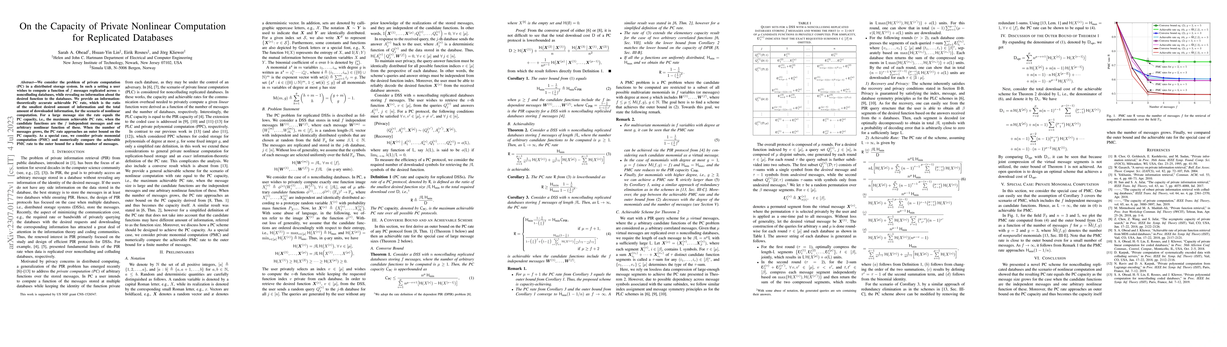 Thumbnail for On the Capacity of Private Nonlinear Computation for Replicated
  Databases