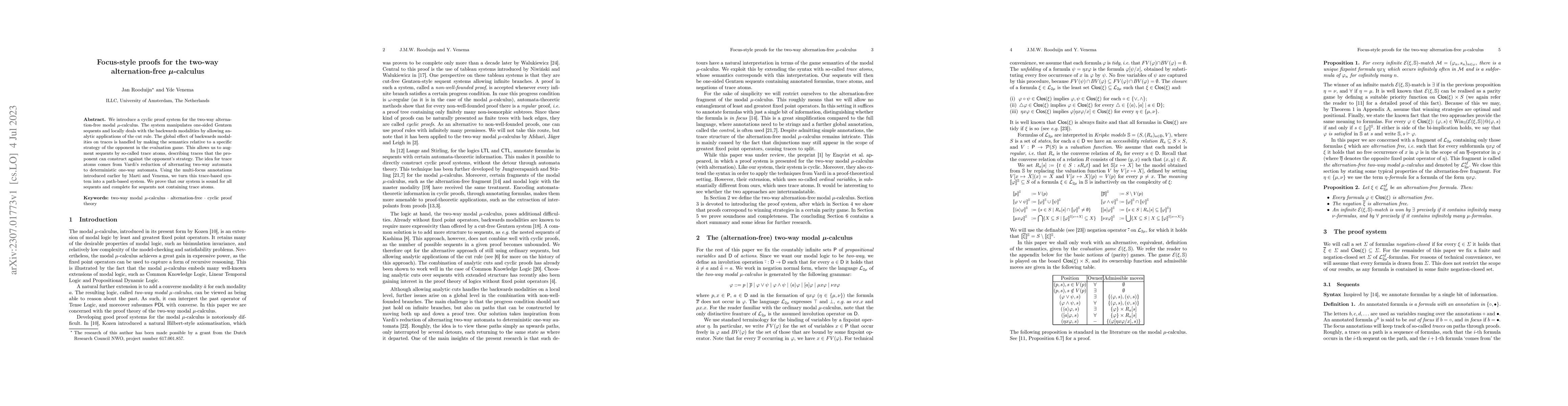 Thumbnail for Focus-style proofs for the two-way alternation-free $\mu$-calculus