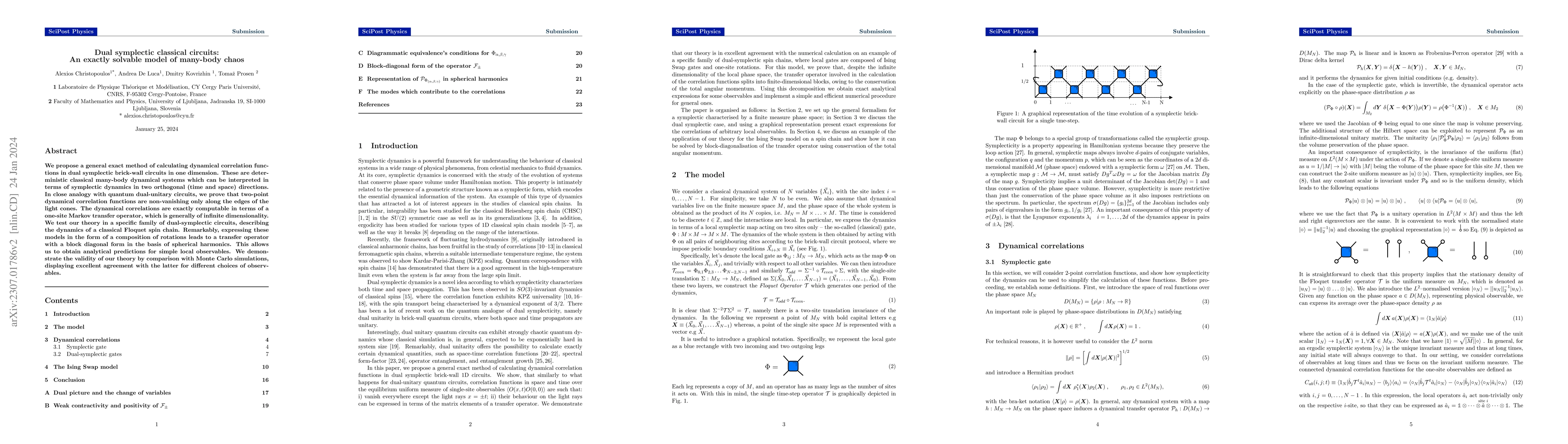 Thumbnail for Dual symplectic classical circuits: An exactly solvable model of
  many-body chaos