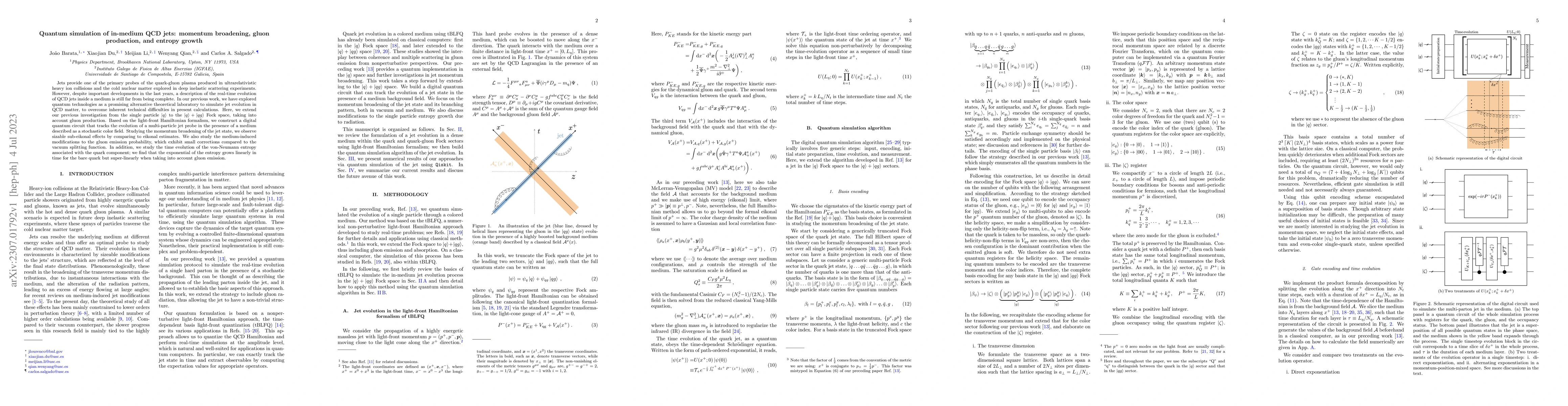 Thumbnail for Quantum simulation of in-medium QCD jets: momentum broadening, gluon
  production, and entropy growth