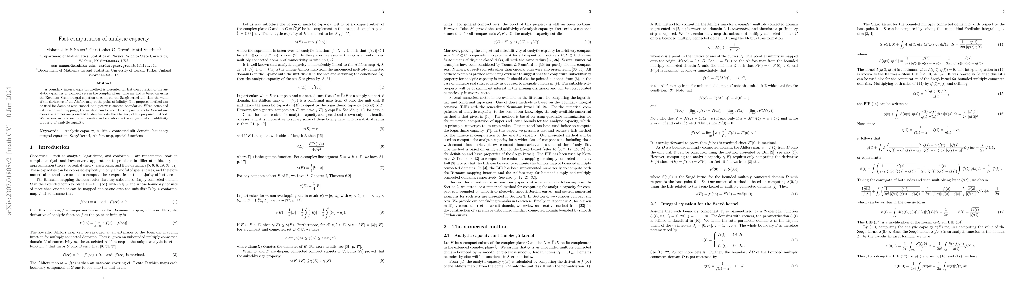 Thumbnail for Fast computation of analytic capacity