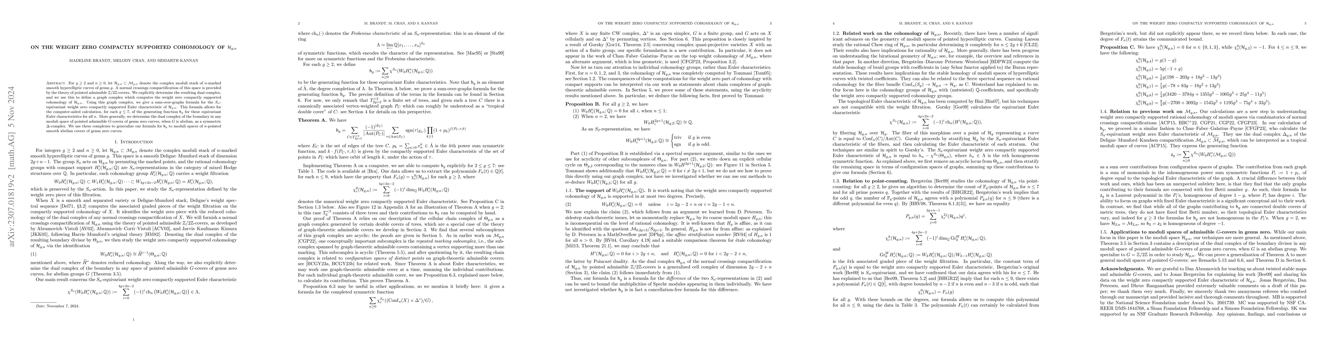 Thumbnail for On the weight zero compactly supported cohomology of $\mathcal{H}_{g,
  n}$