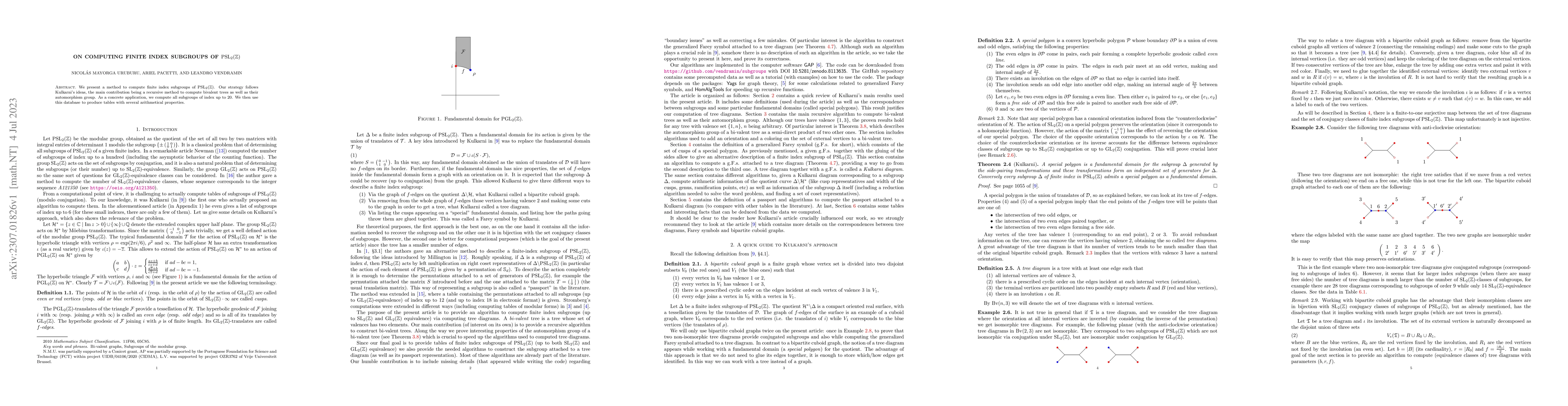 Thumbnail for On computing finite index subgroups of PSL(2,Z)
