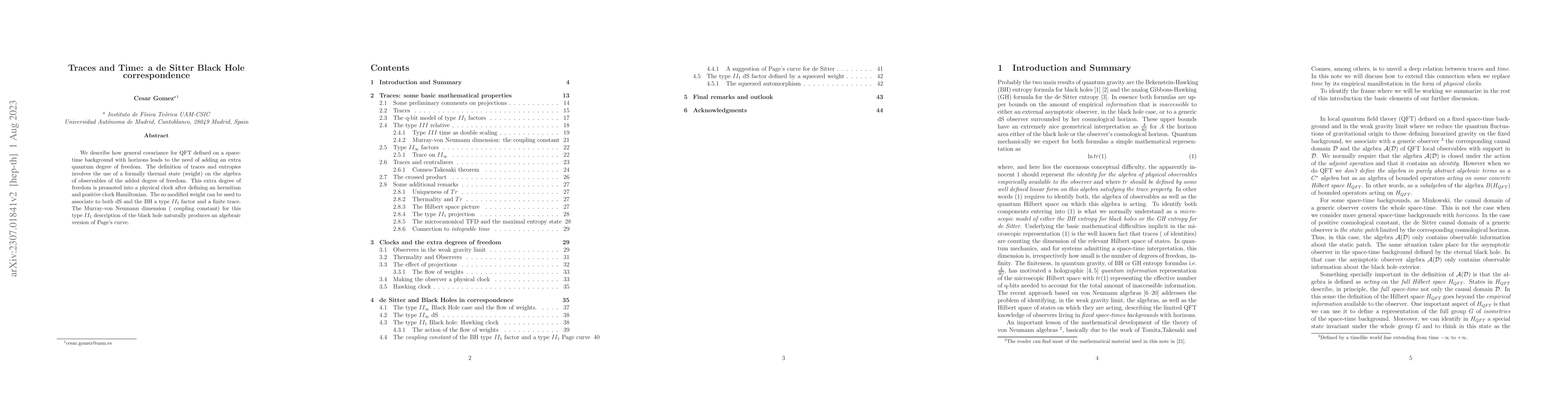 Thumbnail for Traces and Time: a de Sitter Black Hole correspondence