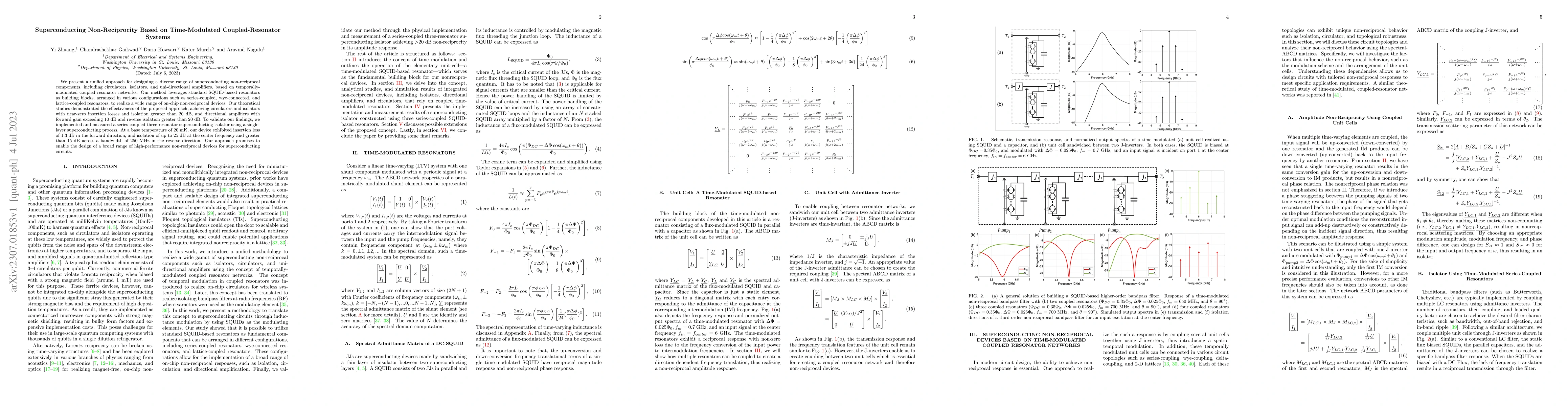 Thumbnail for Superconducting Non-Reciprocity Based on Time-Modulated
  Coupled-Resonator Systems