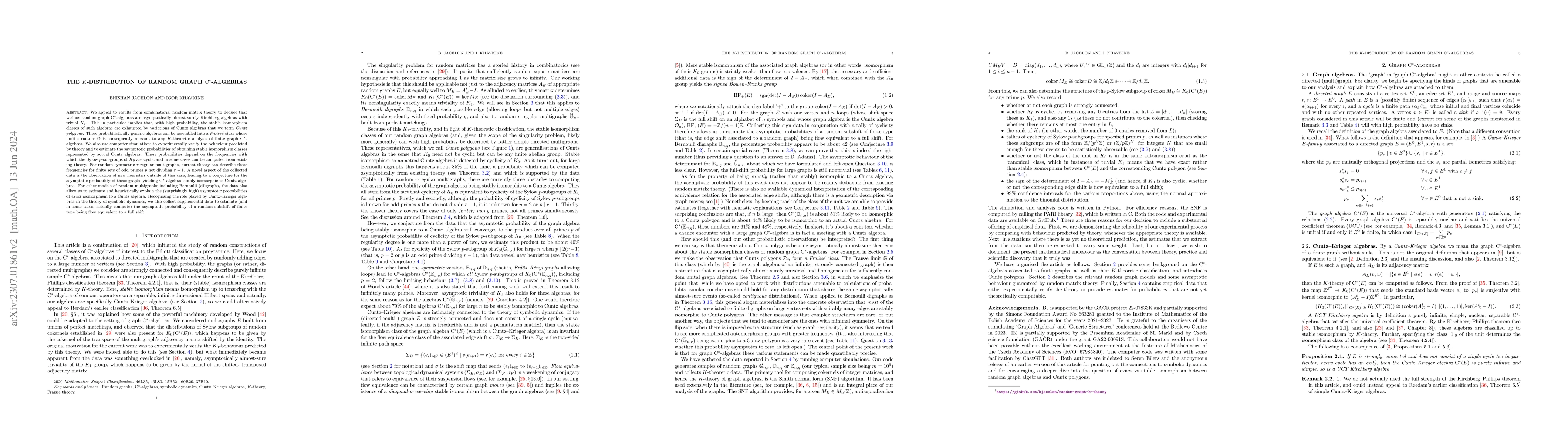 Thumbnail for The $K$-distribution of random graph $\mathrm{C}^*$-algebras