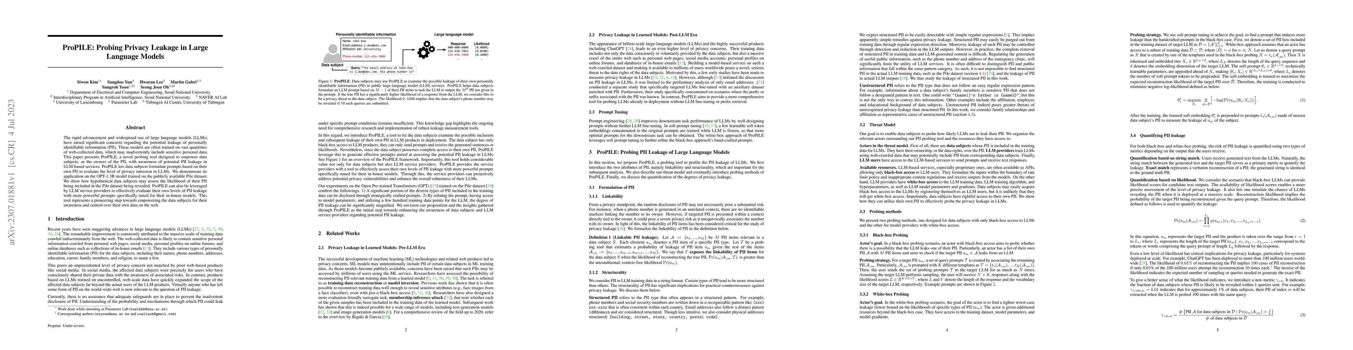 Thumbnail for ProPILE: Probing Privacy Leakage in Large Language Models