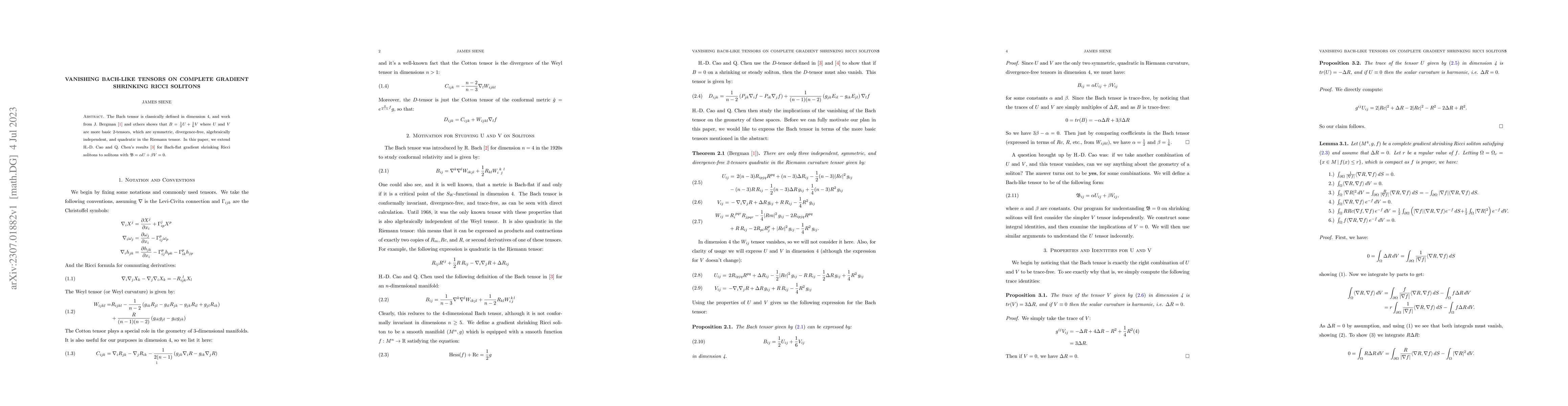 Thumbnail for Vanishing bach-like tensors on complete gradient shrinking ricci
  solitons