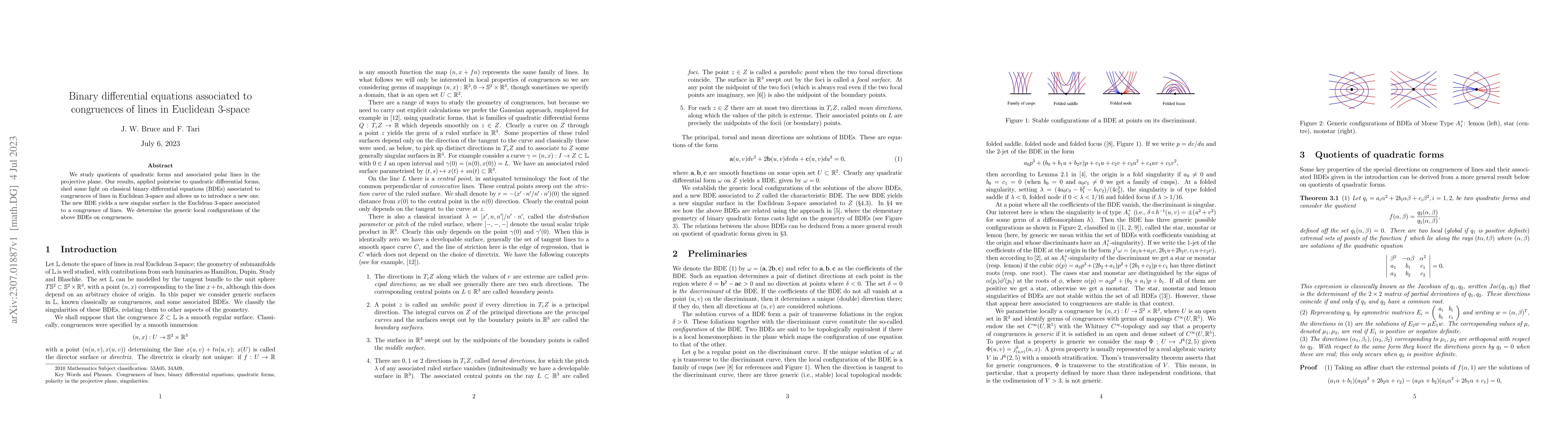 Thumbnail for Binary differential equations associated to congruences of lines in
  Euclidean 3-space