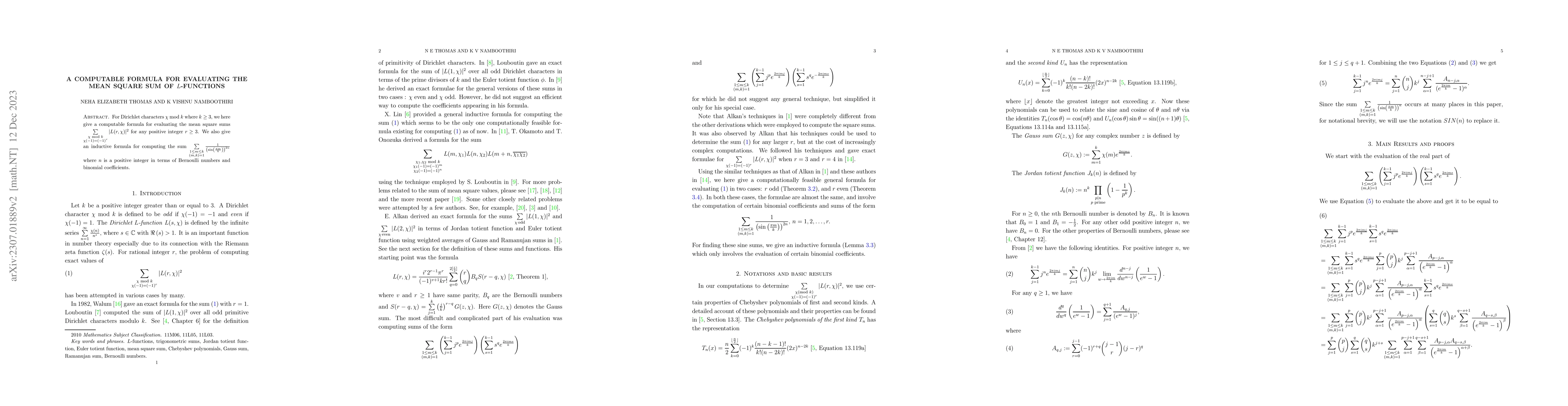Thumbnail for A computable formula for evaluating the mean square sum of $L$-functions