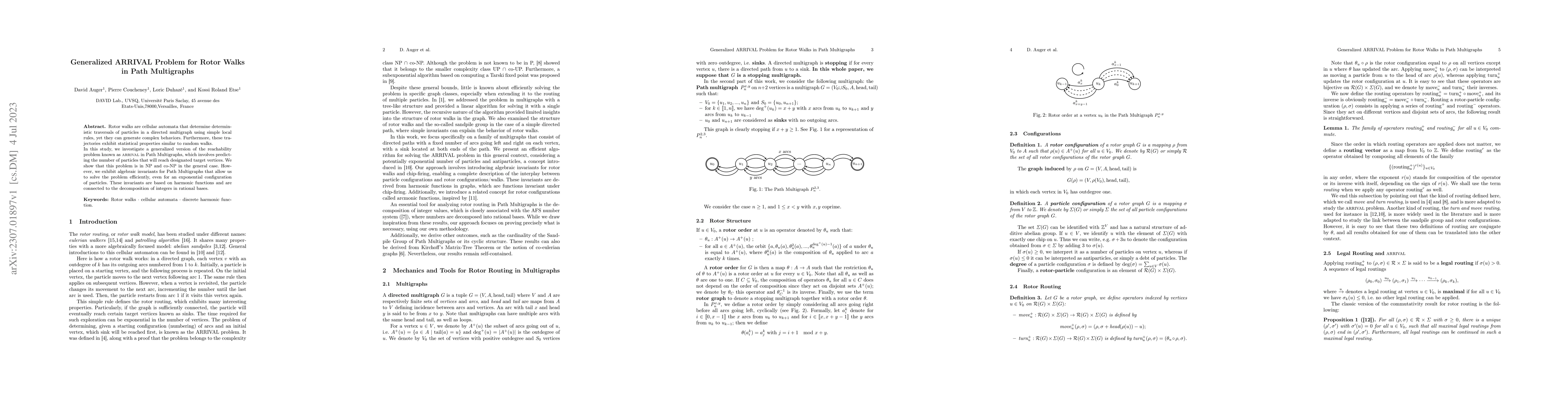 Thumbnail for Generalized ARRIVAL Problem for Rotor Walks in Path Multigraphs