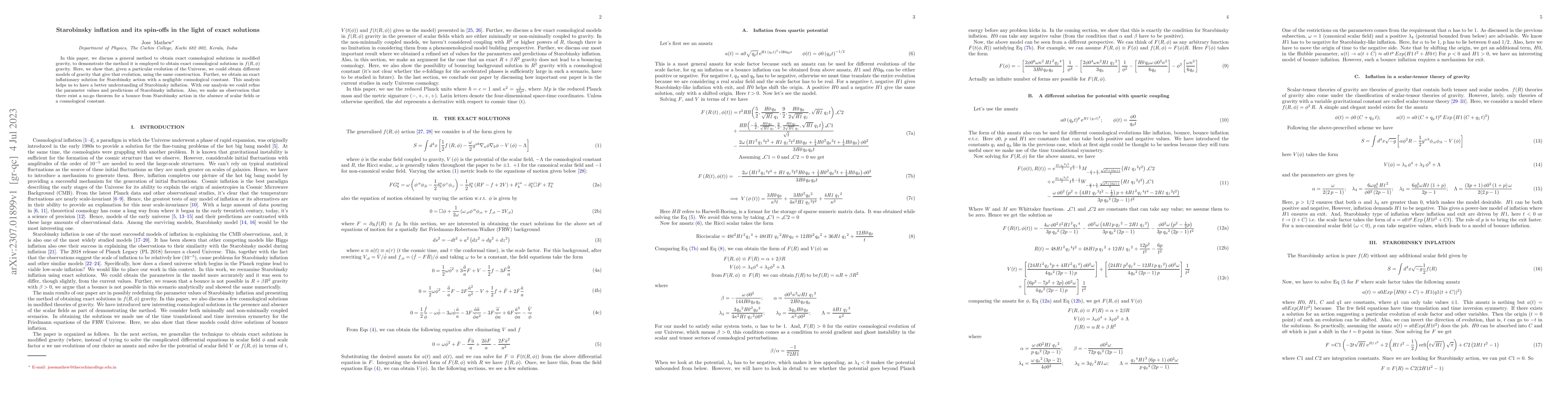 Thumbnail for Starobinsky inflation and its spin-offs in the light of exact solutions