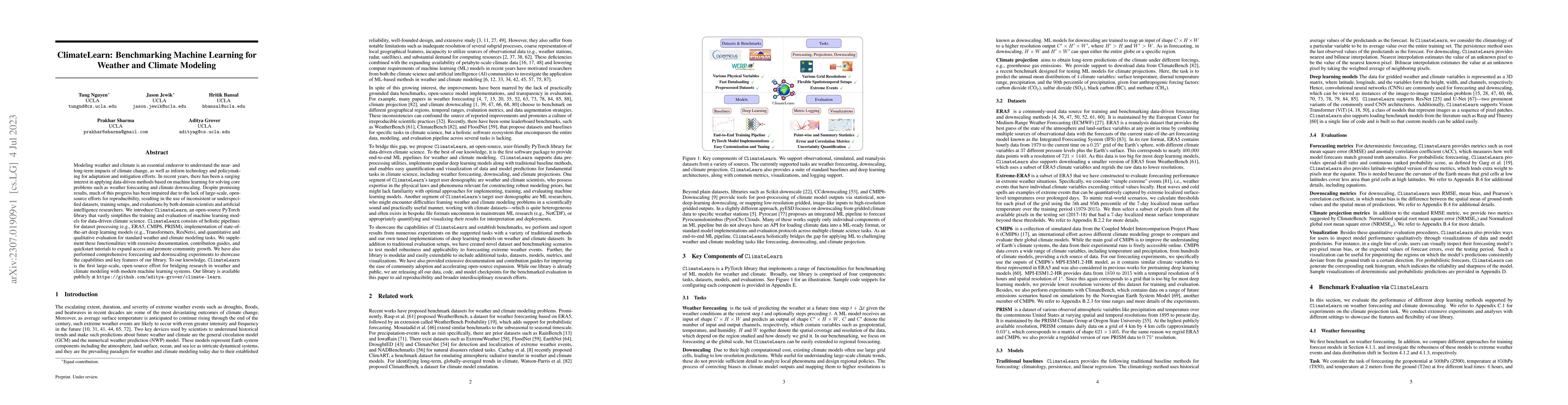 Thumbnail for ClimateLearn: Benchmarking Machine Learning for Weather and Climate
  Modeling