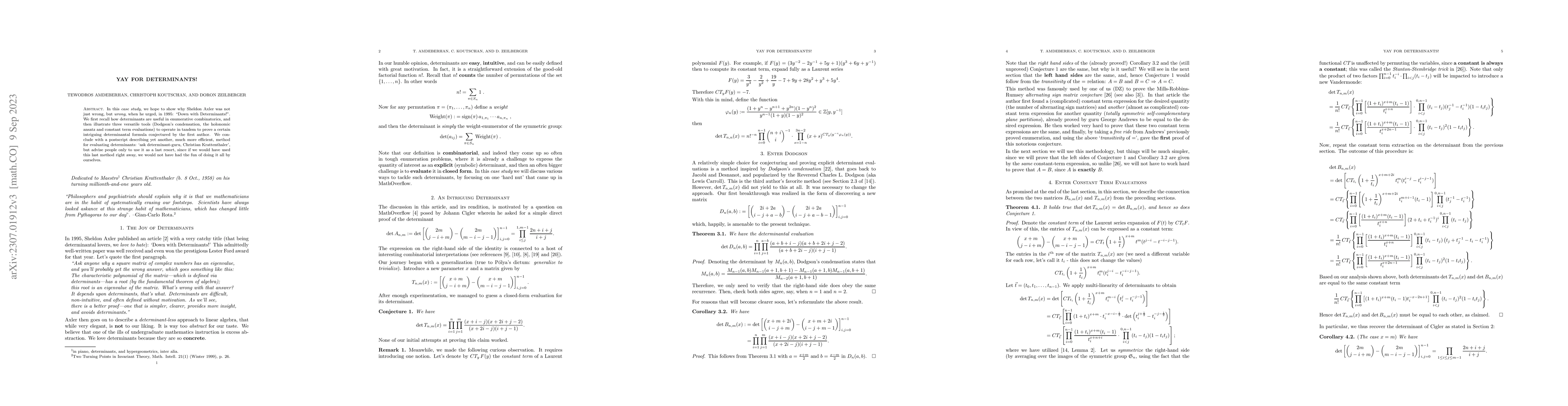 Thumbnail for Yay for Determinants!