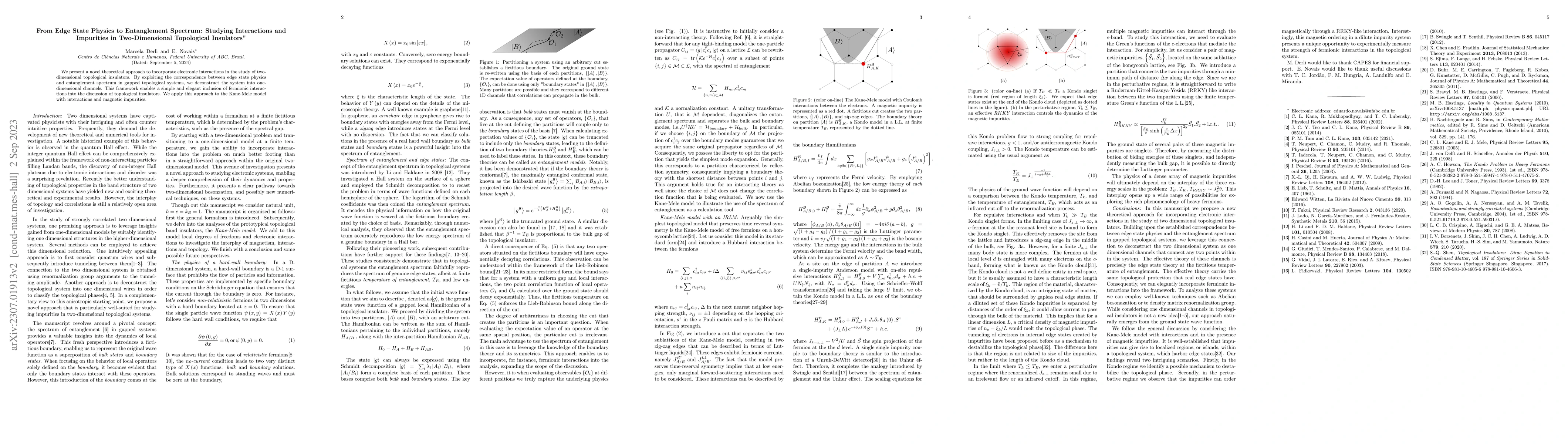 Thumbnail for From Edge State Physics to Entanglement Spectrum: Studying Interactions
  and Impurities in Two-Dimensional Topological Insulators