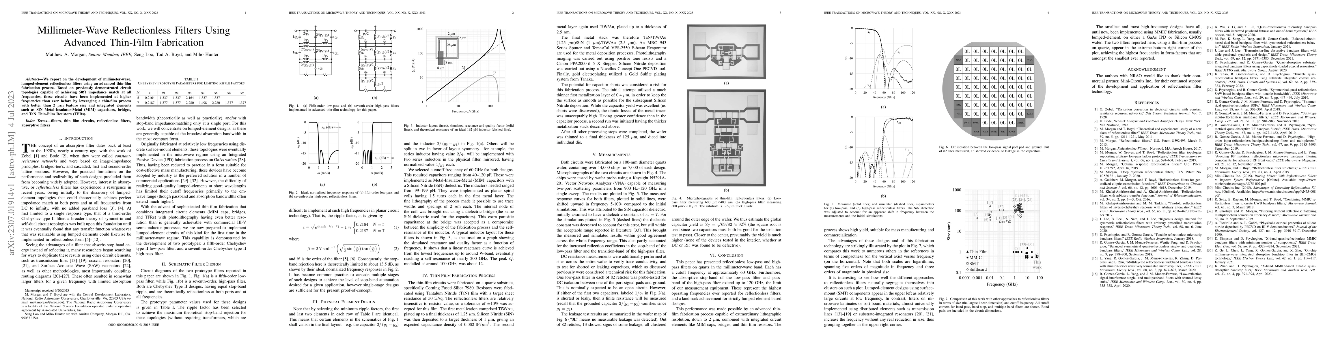 Thumbnail for Millimeter-Wave Reflectionless Filters Using Advanced Thin-Film
  Fabrication