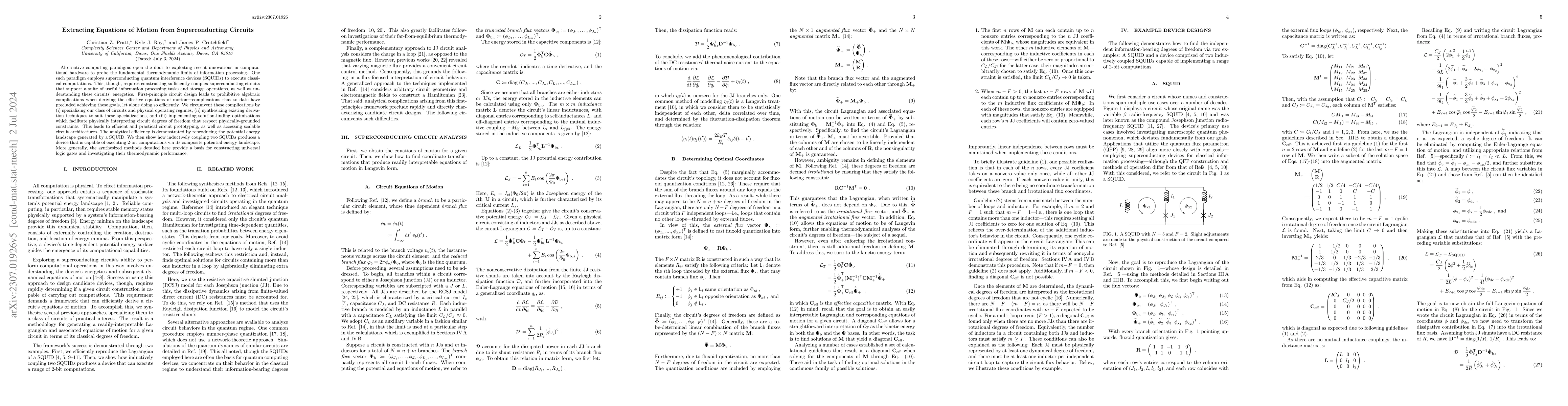 Thumbnail for Extracting Equations of Motion from Superconducting Circuits