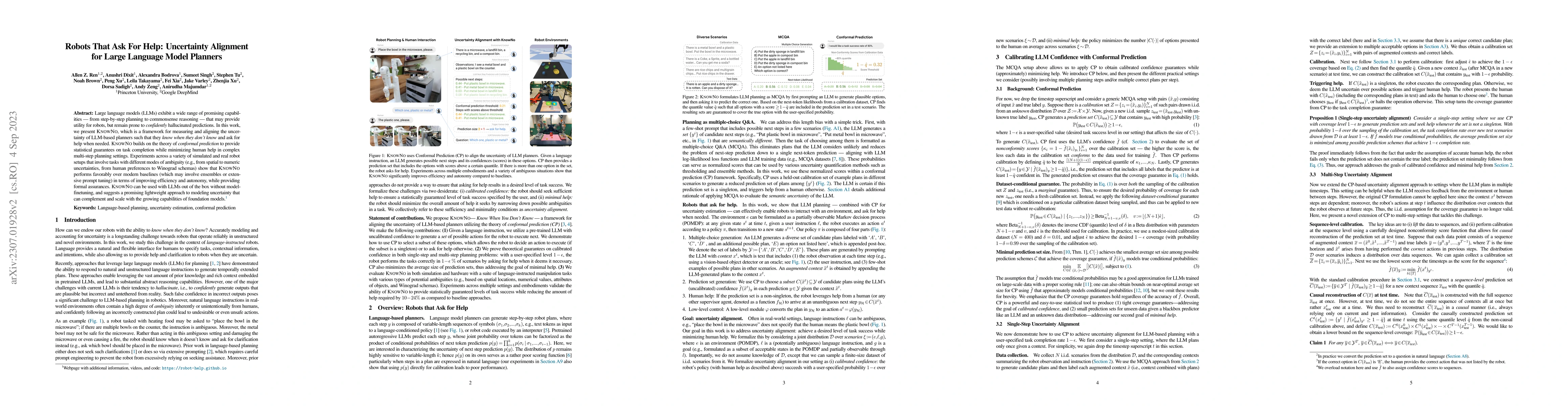 Thumbnail for Robots That Ask For Help: Uncertainty Alignment for Large Language Model
  Planners
