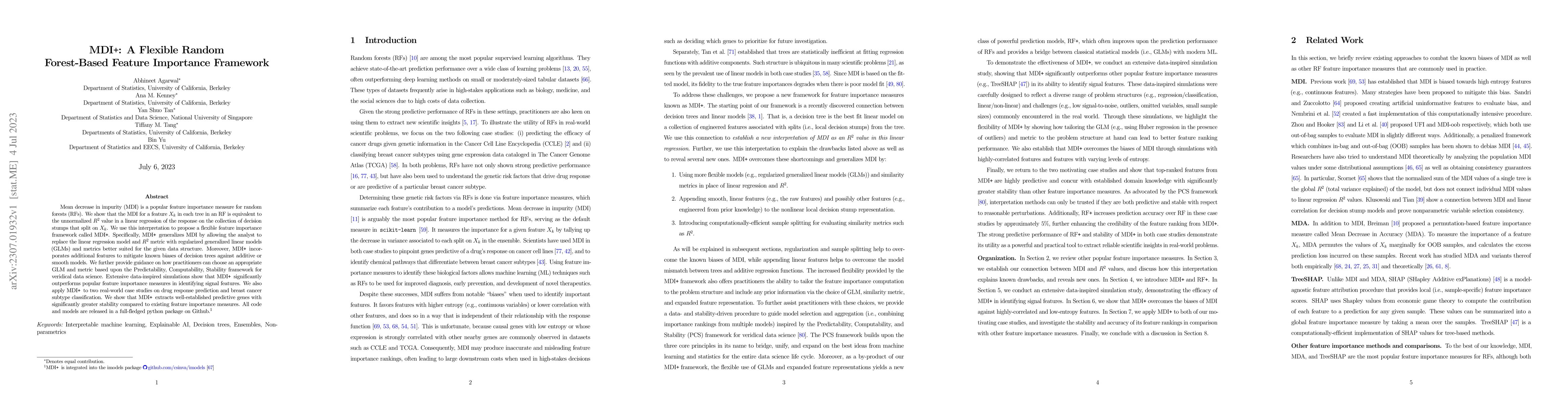 Thumbnail for MDI+: A Flexible Random Forest-Based Feature Importance Framework