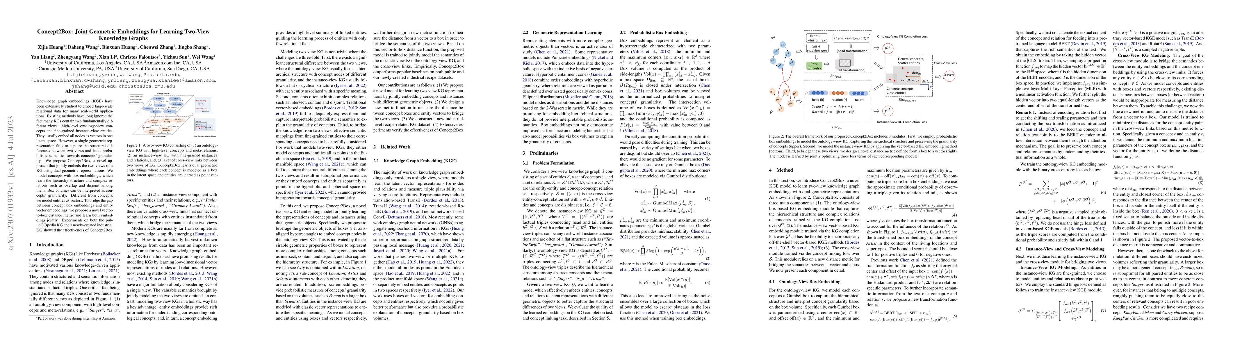 Thumbnail for Concept2Box: Joint Geometric Embeddings for Learning Two-View Knowledge
  Graphs