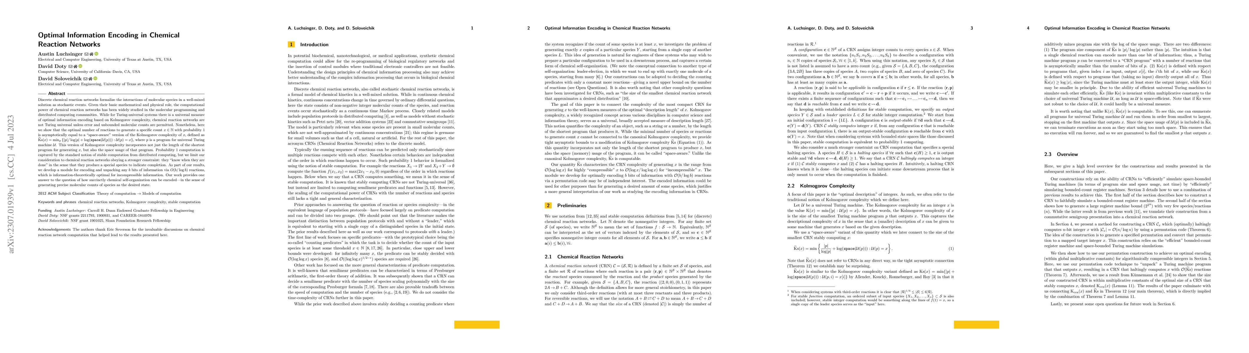 Thumbnail for Optimal Information Encoding in Chemical Reaction Networks