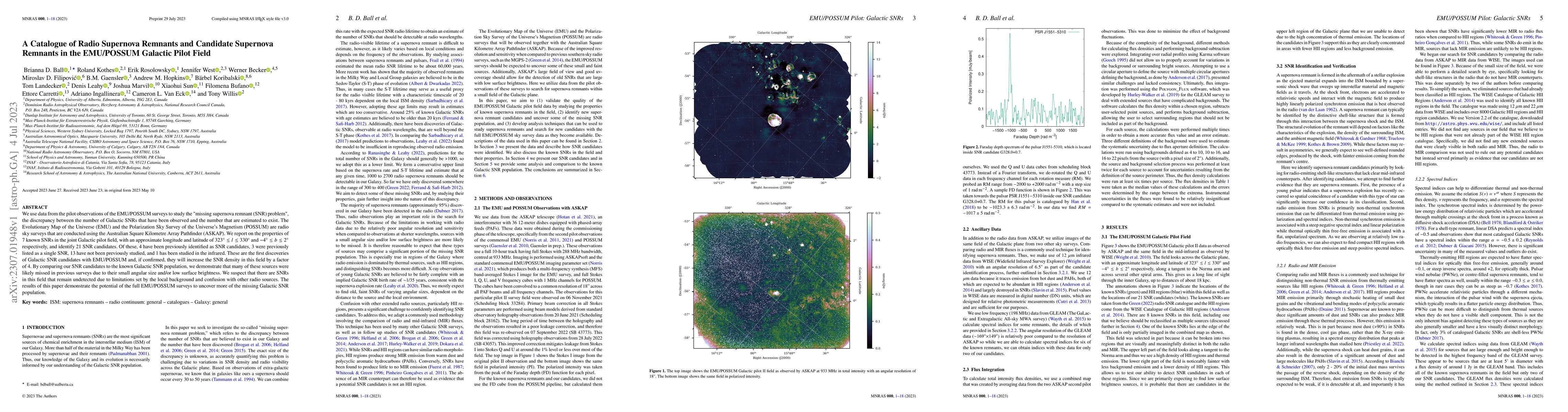 Thumbnail for A Catalogue of Radio Supernova Remnants and Candidate Supernova Remnants
  in the EMU/POSSUM Galactic Pilot Field
