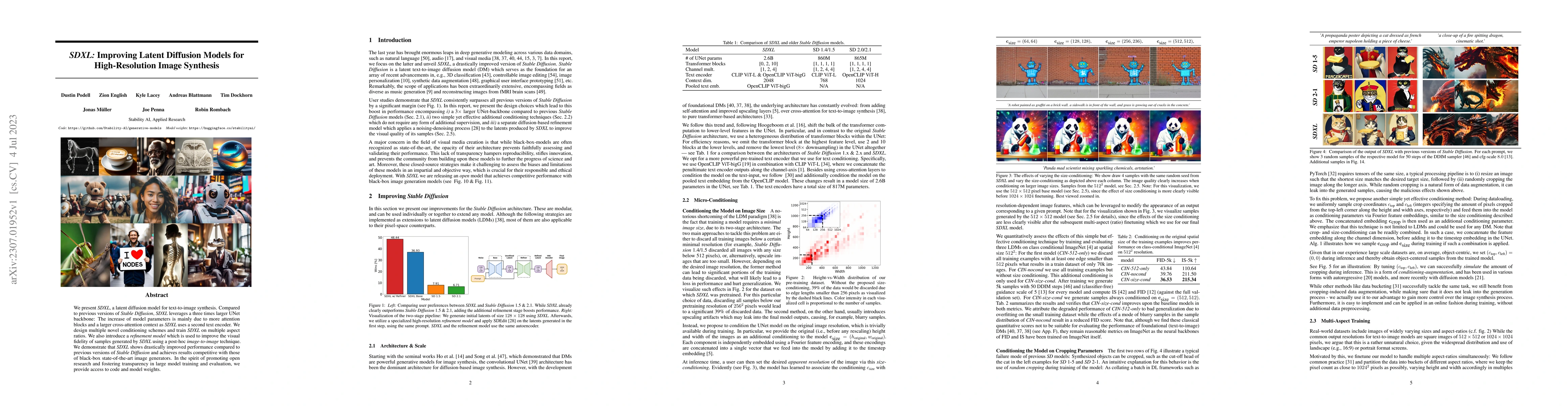 Thumbnail for SDXL: Improving Latent Diffusion Models for High-Resolution Image
  Synthesis