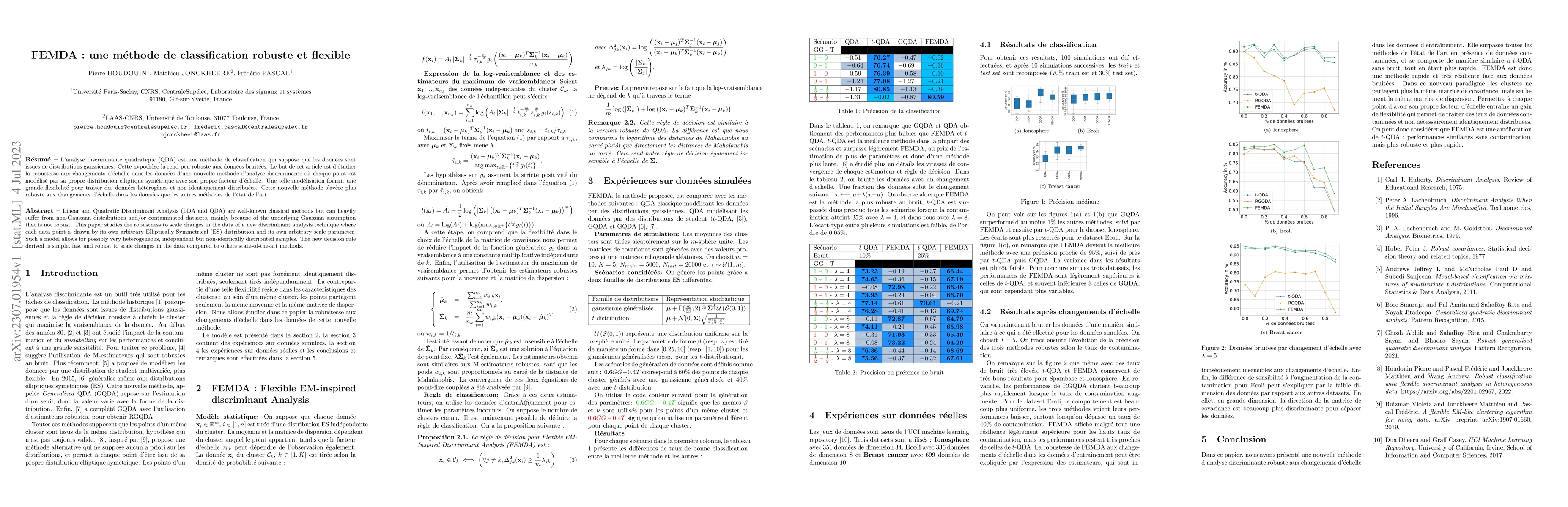 Thumbnail for FEMDA: Une m\'ethode de classification robuste et flexible