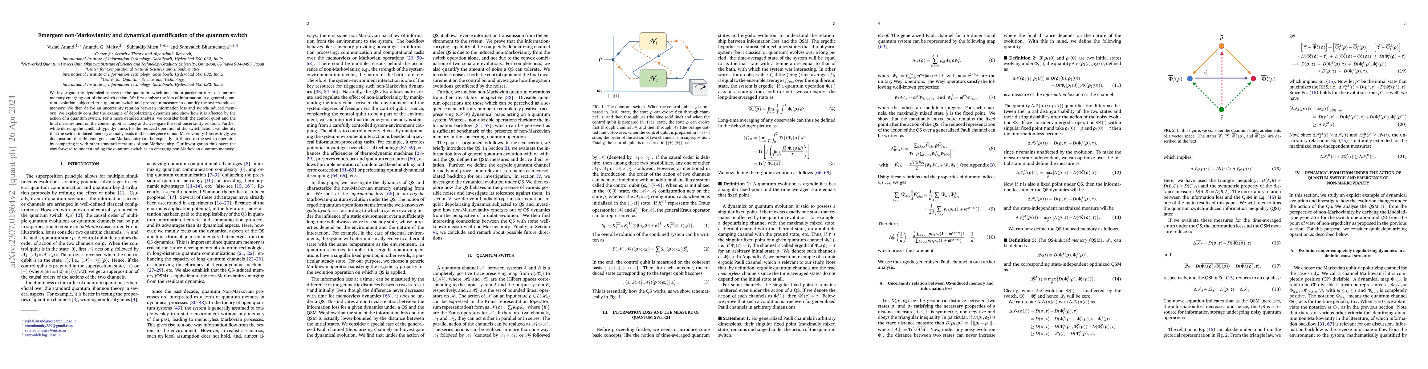 Thumbnail for Emergent non-Markovianity and dynamical quantification of the quantum
  switch