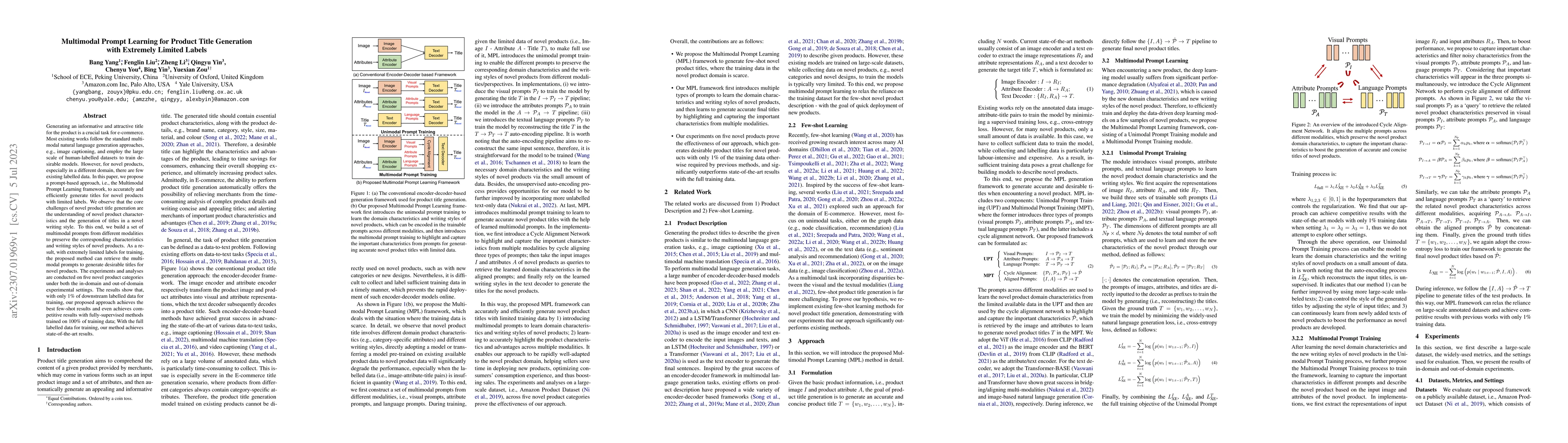 Thumbnail for Multimodal Prompt Learning for Product Title Generation with Extremely
  Limited Labels
