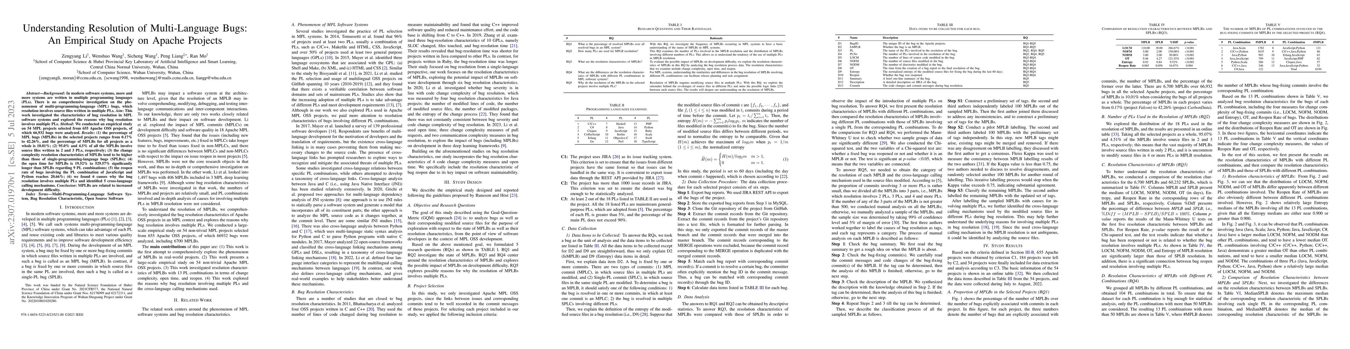Thumbnail for Understanding Resolution of Multi-Language Bugs: An Empirical Study on
  Apache Projects