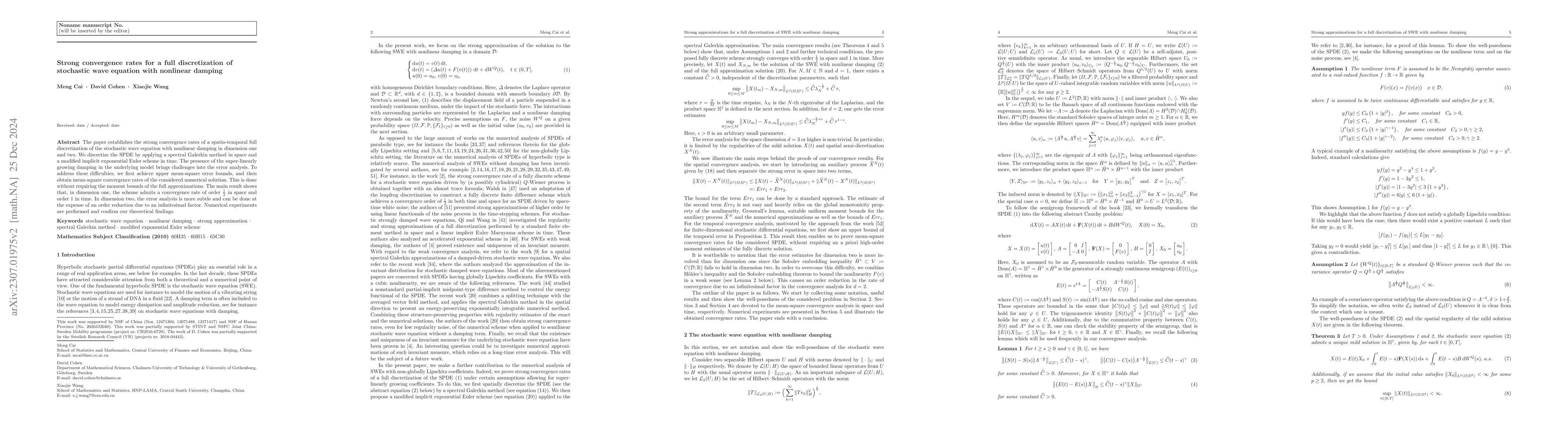 Thumbnail for Strong convergence rates for a full discretization of stochastic wave
  equation with nonlinear damping