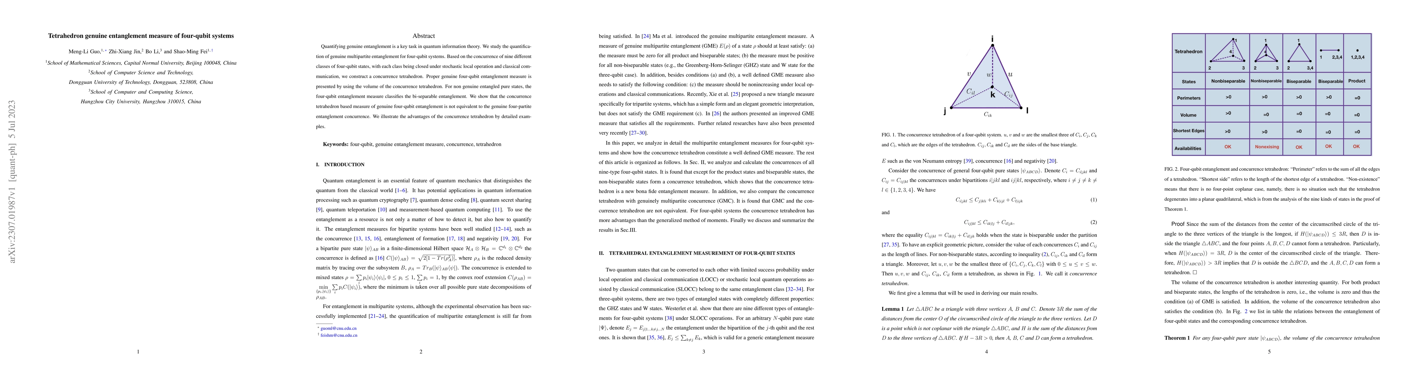 Thumbnail for Tetrahedron genuine entanglement measure of four-qubit systems
