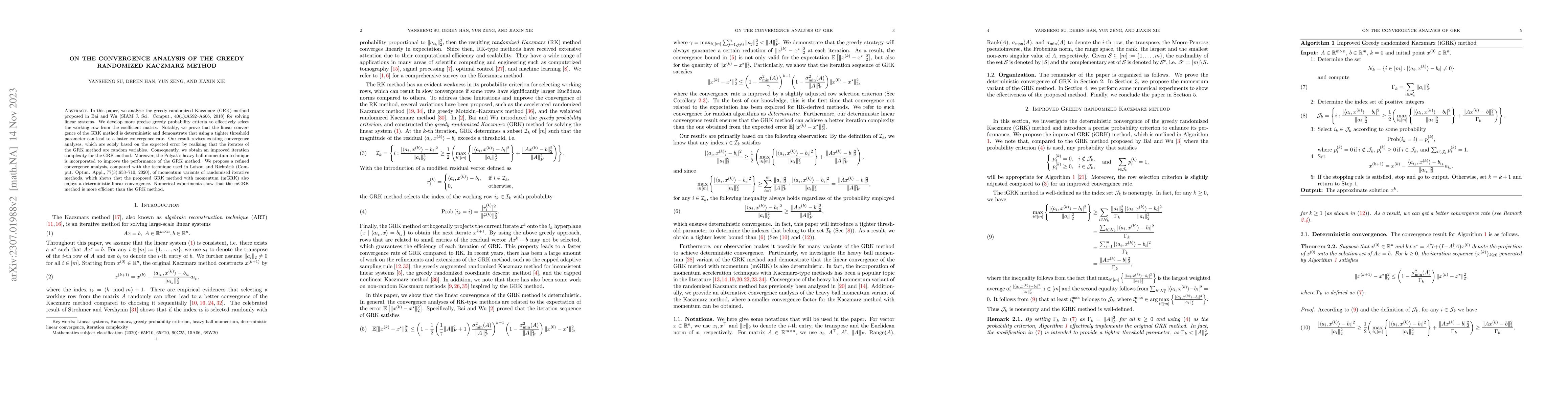 Thumbnail for On the convergence analysis of the greedy randomized Kaczmarz method
