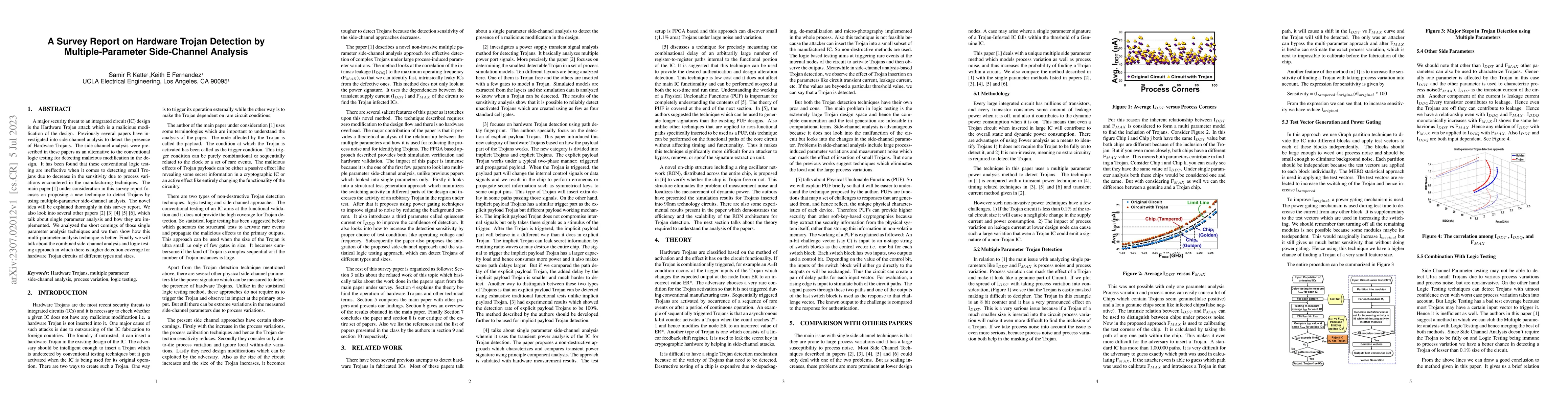 Thumbnail for A Survey Report on Hardware Trojan Detection by Multiple-Parameter
  Side-Channel Analysis