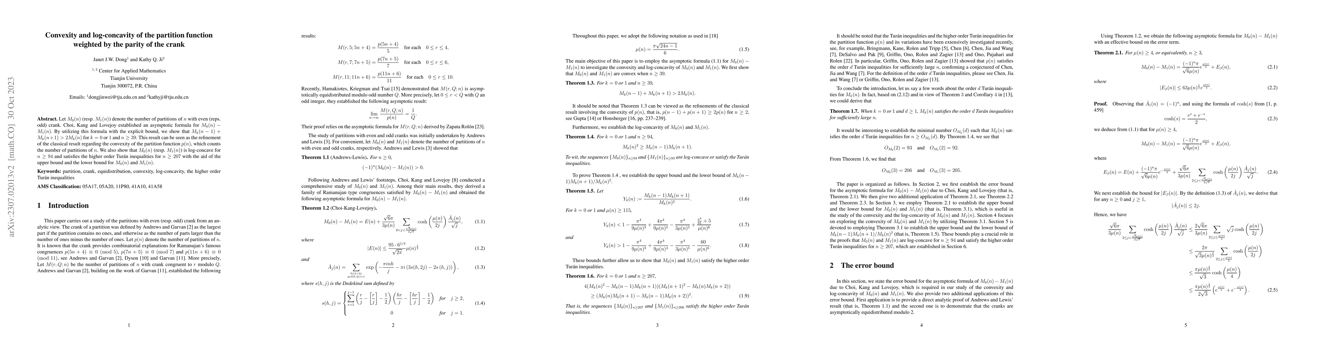 Thumbnail for Convexity and log-concavity of the partition function weighted by the
  parity of the crank