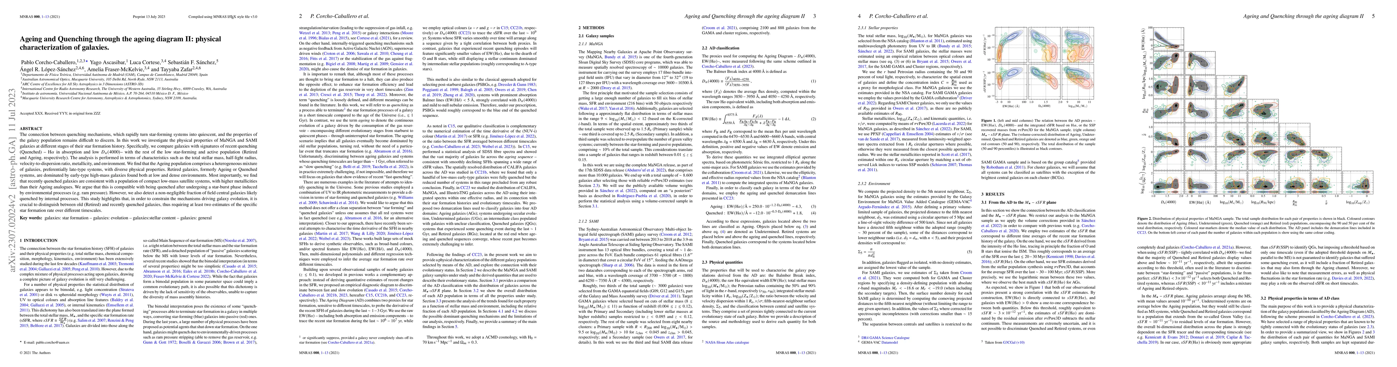 Thumbnail for Ageing and Quenching through the ageing diagram II: physical
  characterization of galaxies