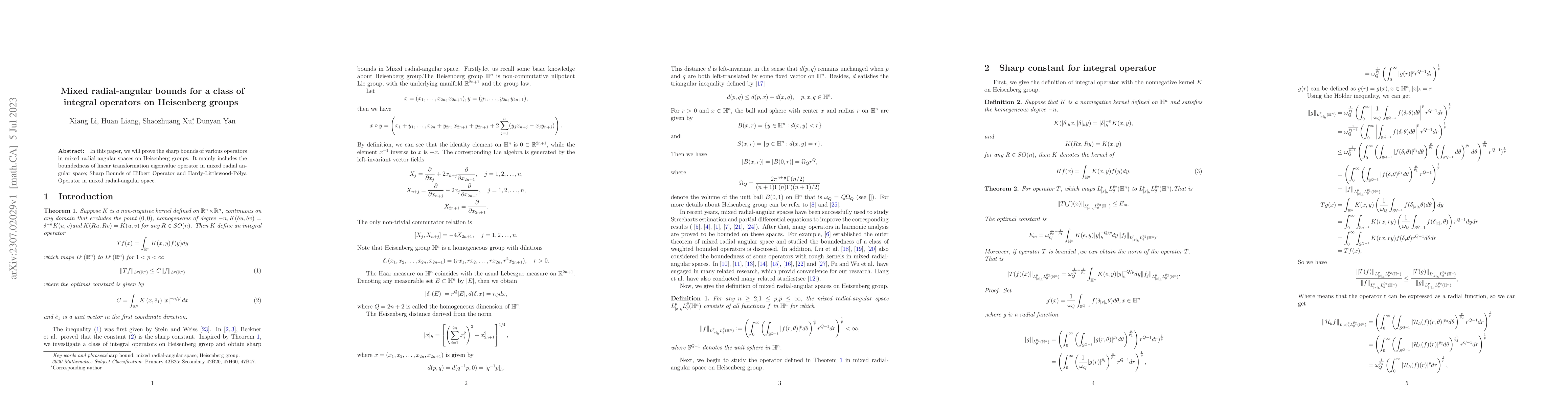 Thumbnail for Mixed radial-angular bounds for a class of integral operators on
  Heisenberg groups