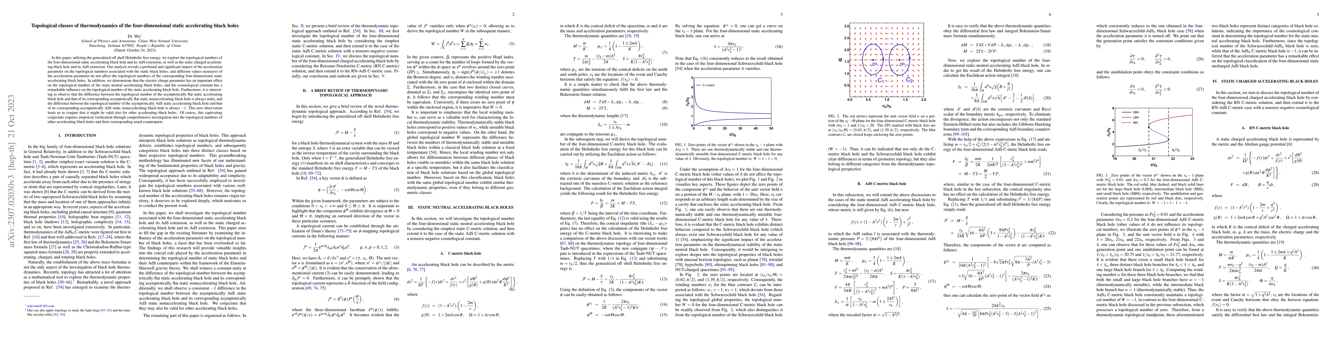 Thumbnail for Topological classes of thermodynamics of the four-dimensional static
  accelerating black holes