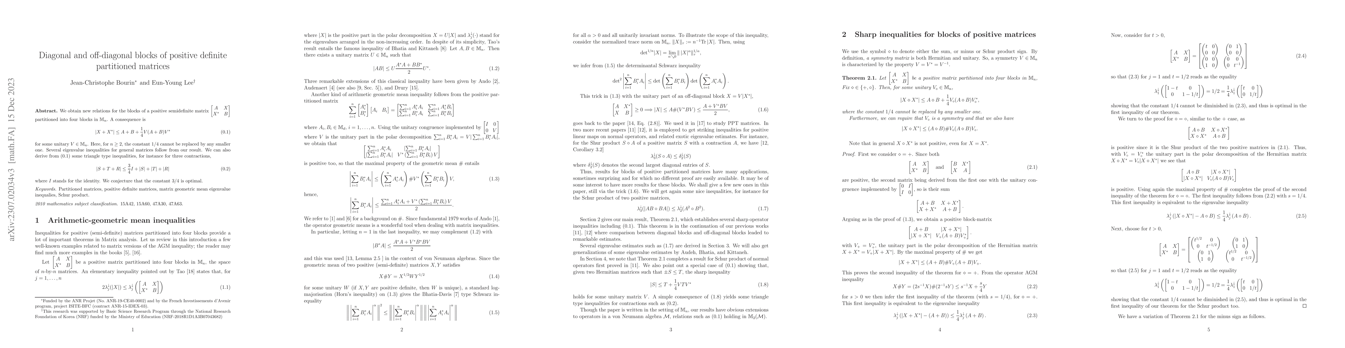 Thumbnail for Diagonal and off-diagonal blocks of positive definite partitioned
  matrices