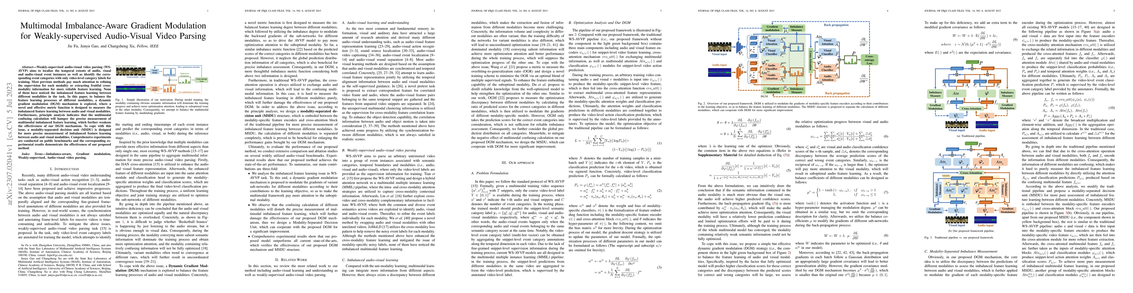 Thumbnail for Multimodal Imbalance-Aware Gradient Modulation for Weakly-supervised
  Audio-Visual Video Parsing